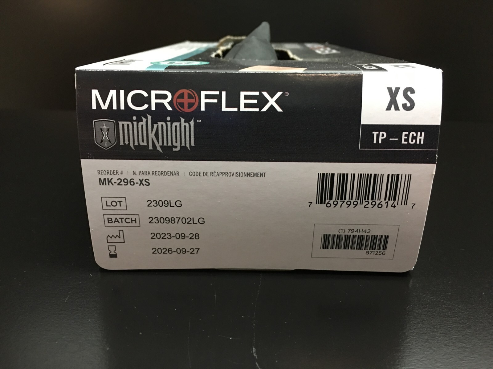 Microflex Cat No MK-296-XS MidKnight Black Nitrile Powder-Free Gloves-XS