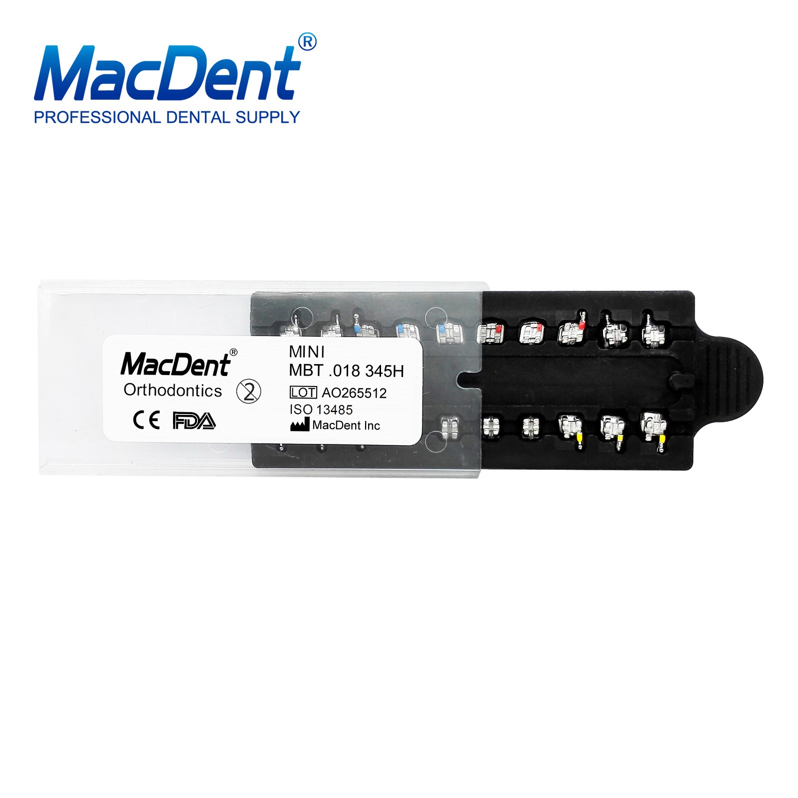 MacDent Dental Orthodontic Metal Brackets Monoblock MIM MBT/ROTH 022/018 345H