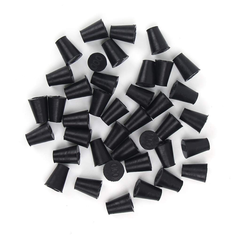 40 PCS #000 13x8x17mm Black Solid Rubber Stopper Lab Plug Small Tapered
