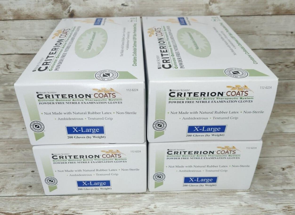 4 Boxes Henry Schein Criterion COATS Powder Free Nitrile Exam Glove Size XL
