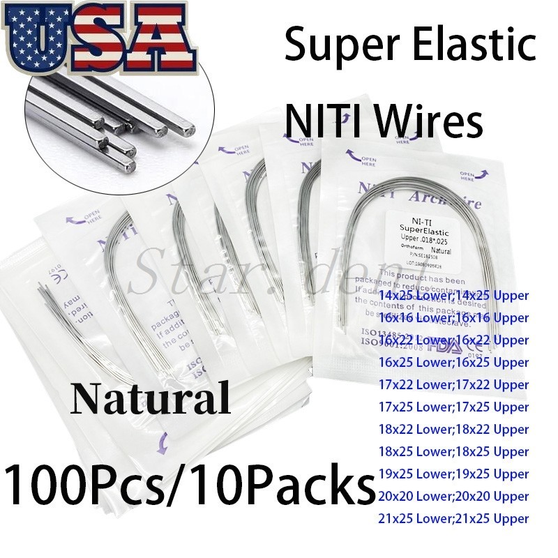 100pcs Dental Orthodontic Niti Arch Wire Super Elastic Natural Rectangle Arches
