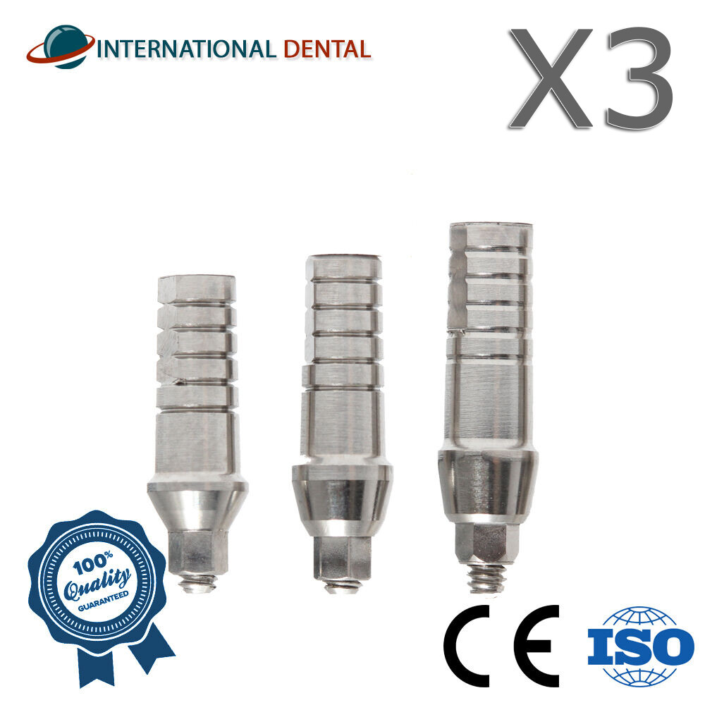 Lot Of 3 Straight Adapter Head Slim Platform With Shoulder 3.0mm, Dental Fixture