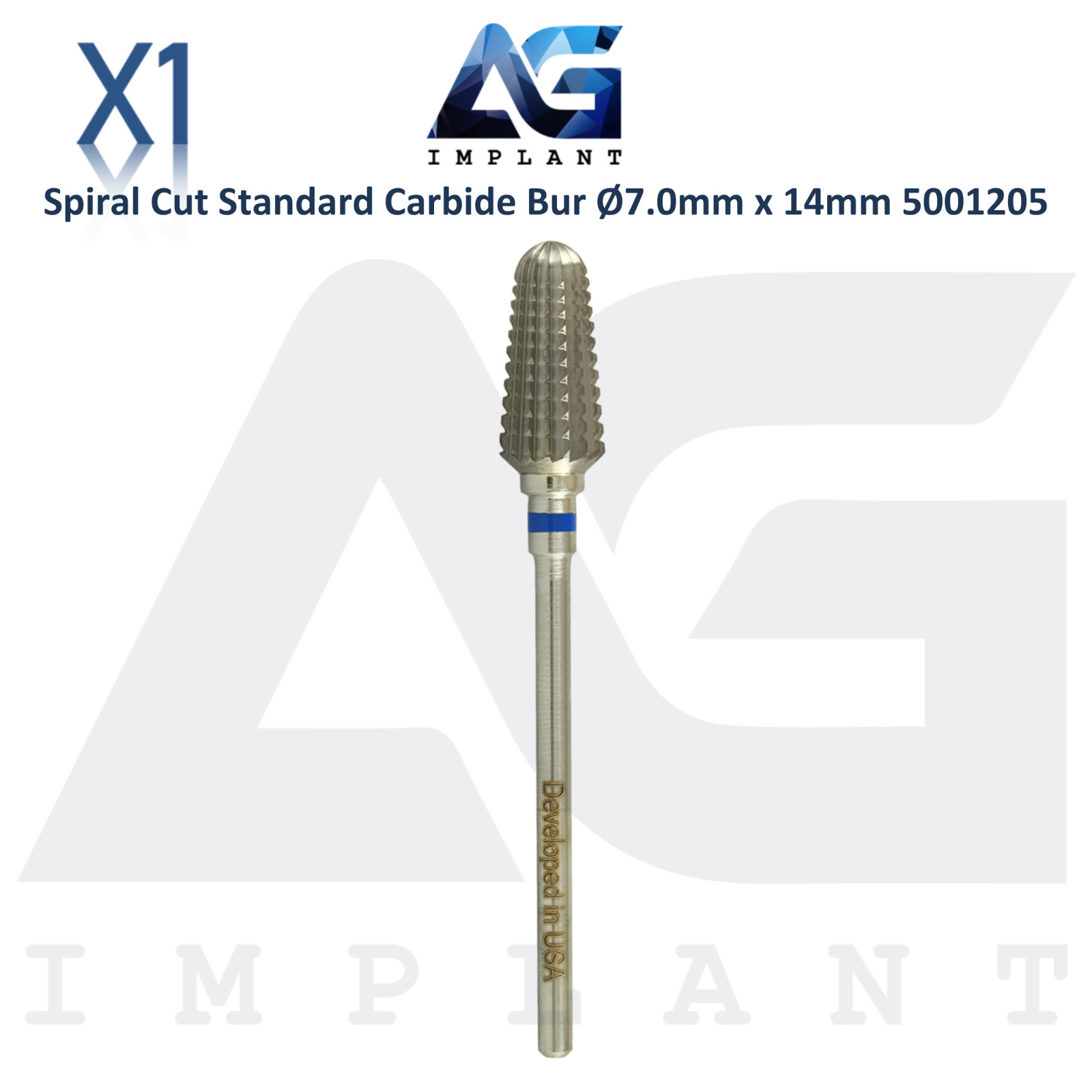 Dental Wilson Spiral Cut Standard Bur Ø7.0x14mm Straight Edge Carbide 5001205