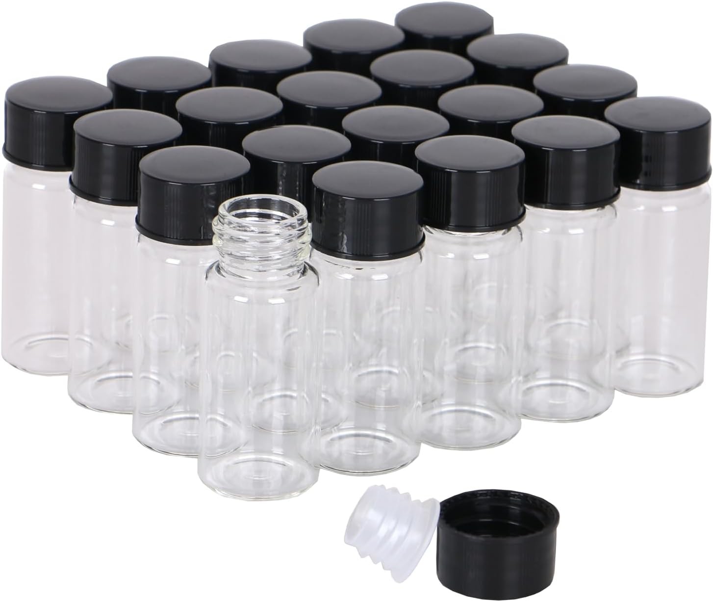 15Pcs 10ml Clear Glass Sample Vials, Liquid Sampling Sample, Screw Caps Small Gl