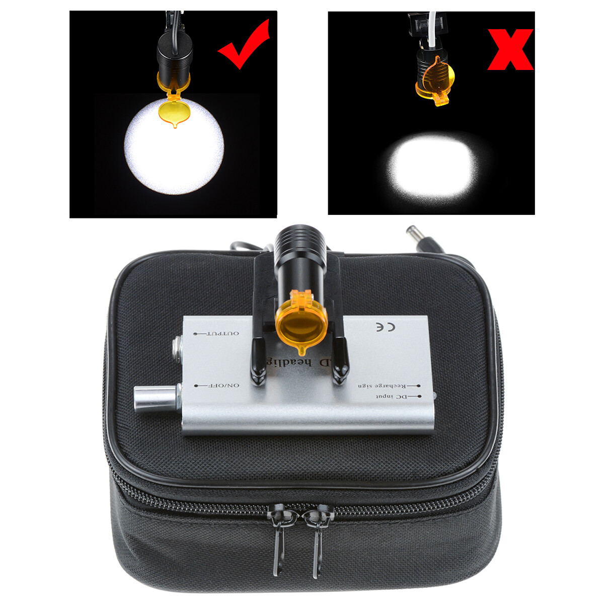 Dental 5W Plastic Clip LED Headlight High Power Lamp+Light Shield DY-007 Silver