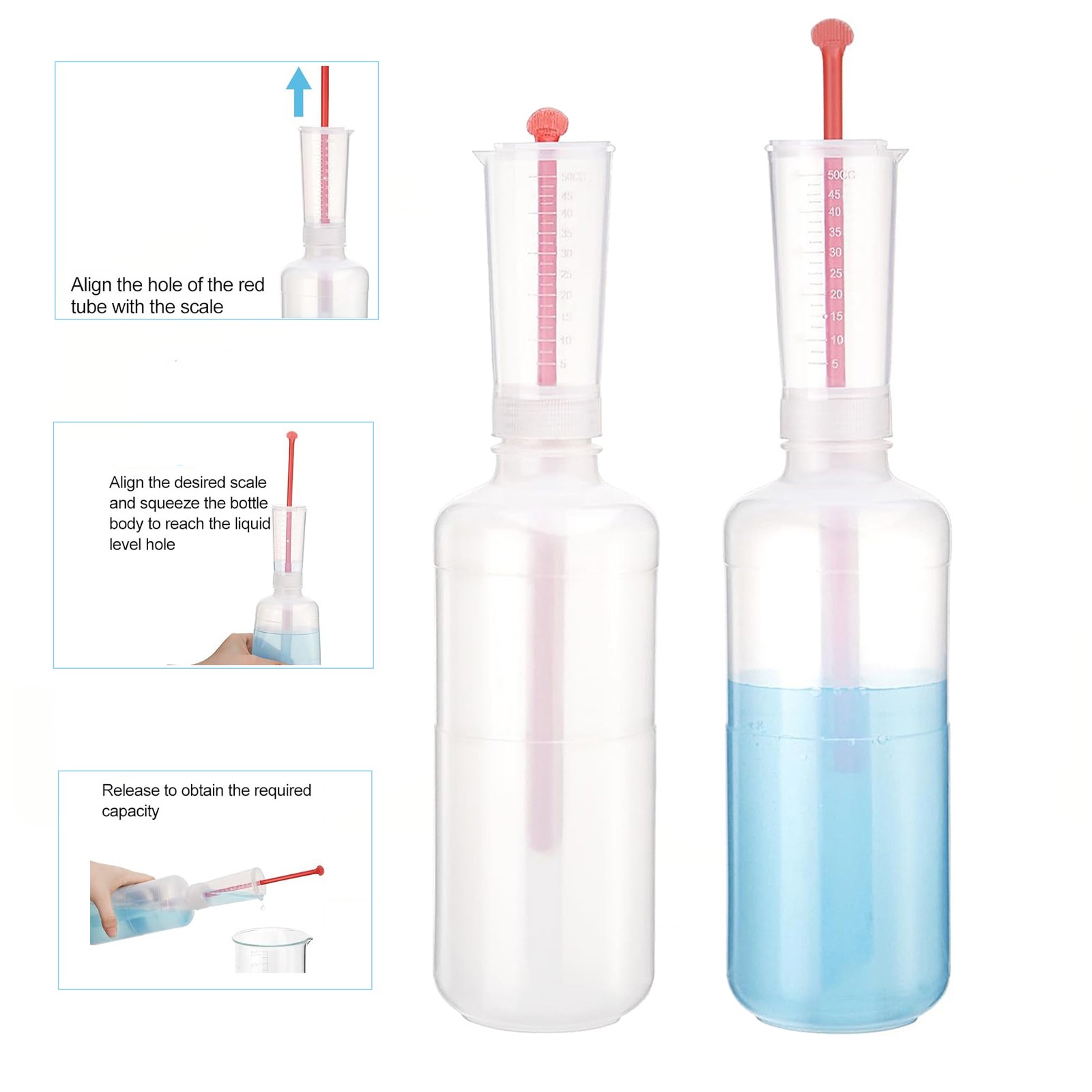 2Pcs 500Ml Catalyst Dispenser Bottle Adjustable Volume Dispen Measuring Cup NEW