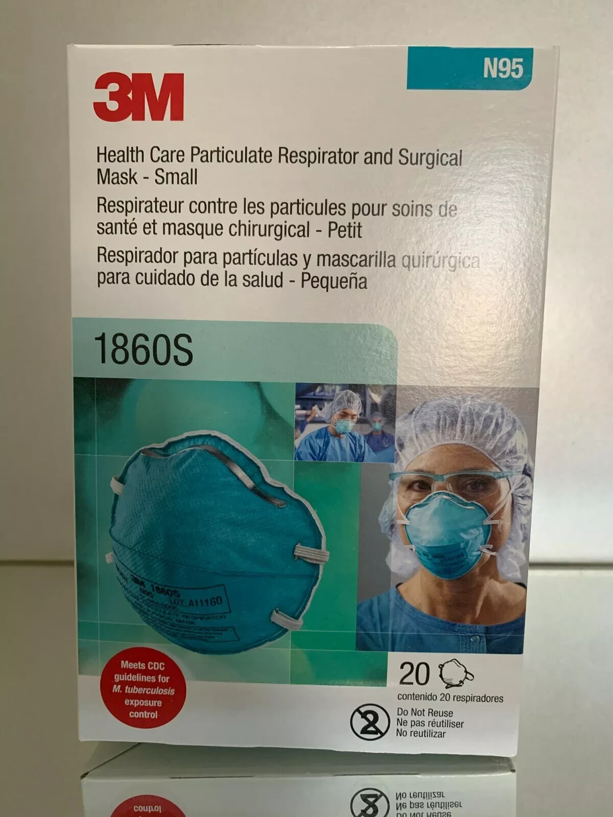 3M 1860S N95 NIOSH SMALL Face Mask Particulate Respirator 20/box EXP 08/18/2025
