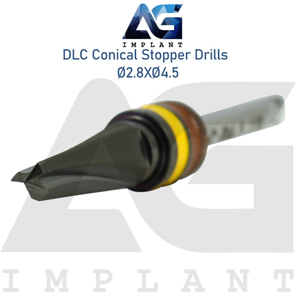 Ø2.8XØ4.5 Integral Stopper DLC Conical Drill External Irrigation Tool Carbon