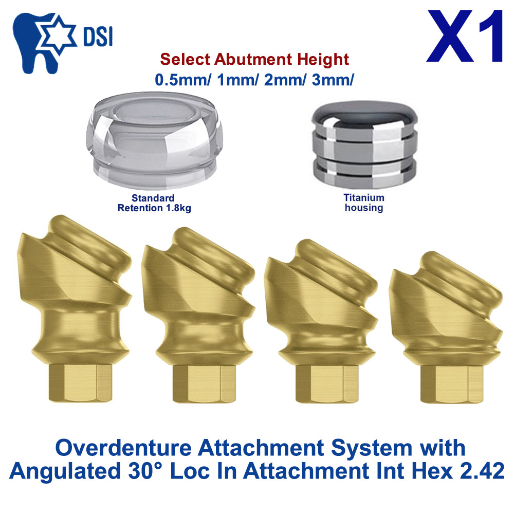 1x Set Dental Abut ment Angulated LocIn 30° Attachment Int Hex 2.42 Standard Cap