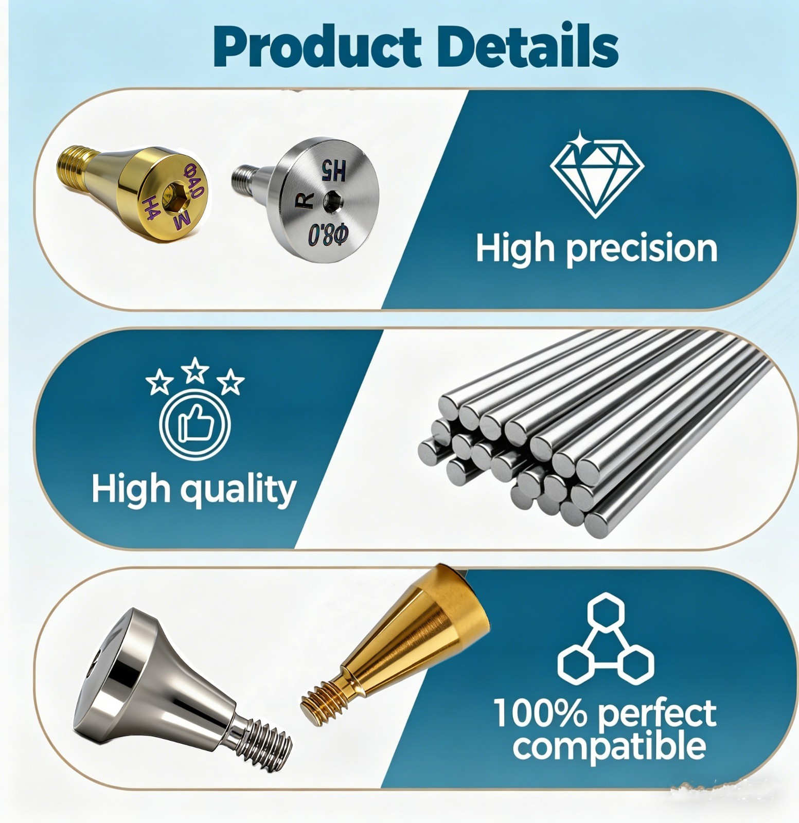 US 5Pcs Dental Osstem Hiossen Healing Abutment Cover Screw Mini Regular Platform