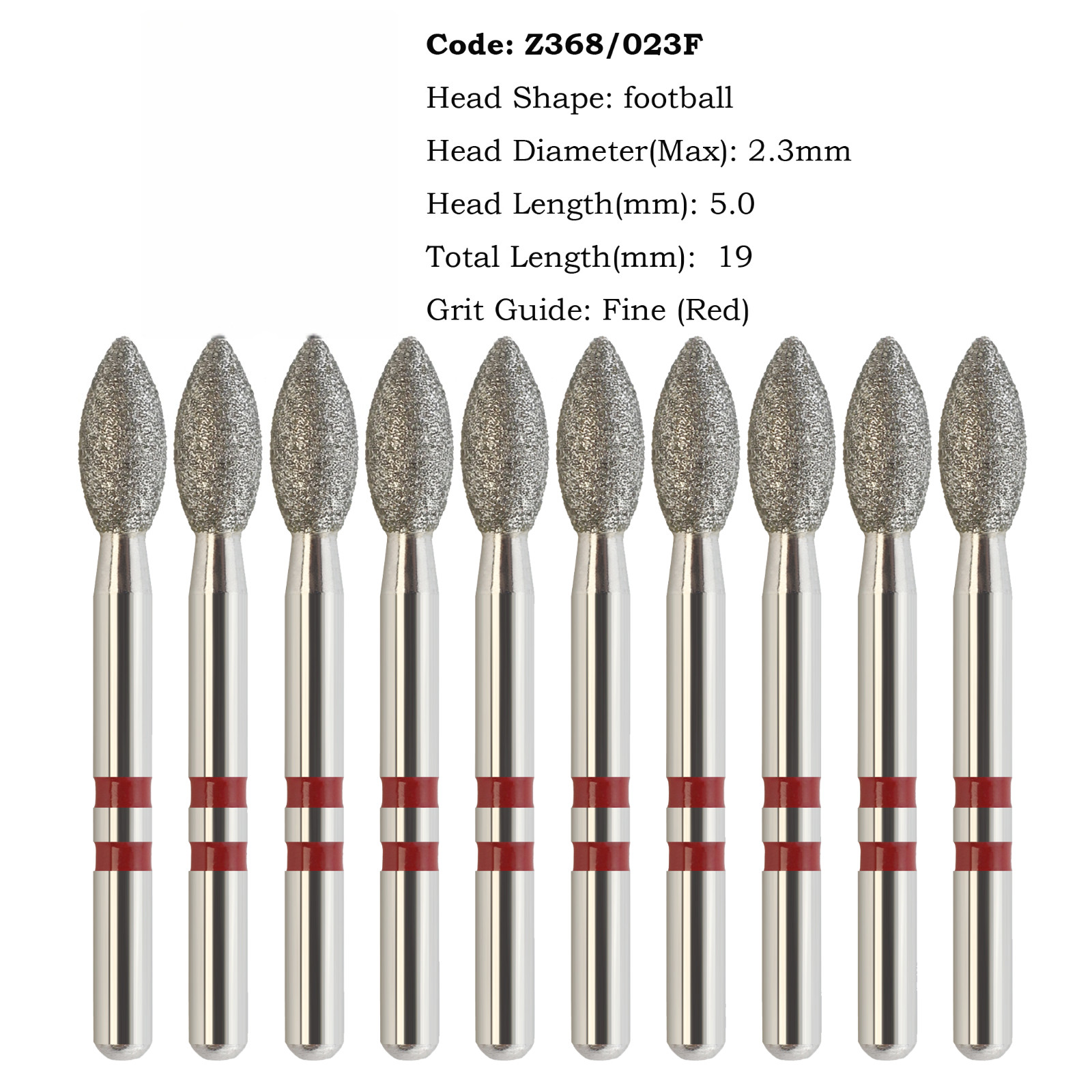 Dental Diamond Burs Football Ball Round End Taper Cylinder Zirconia Adjustment