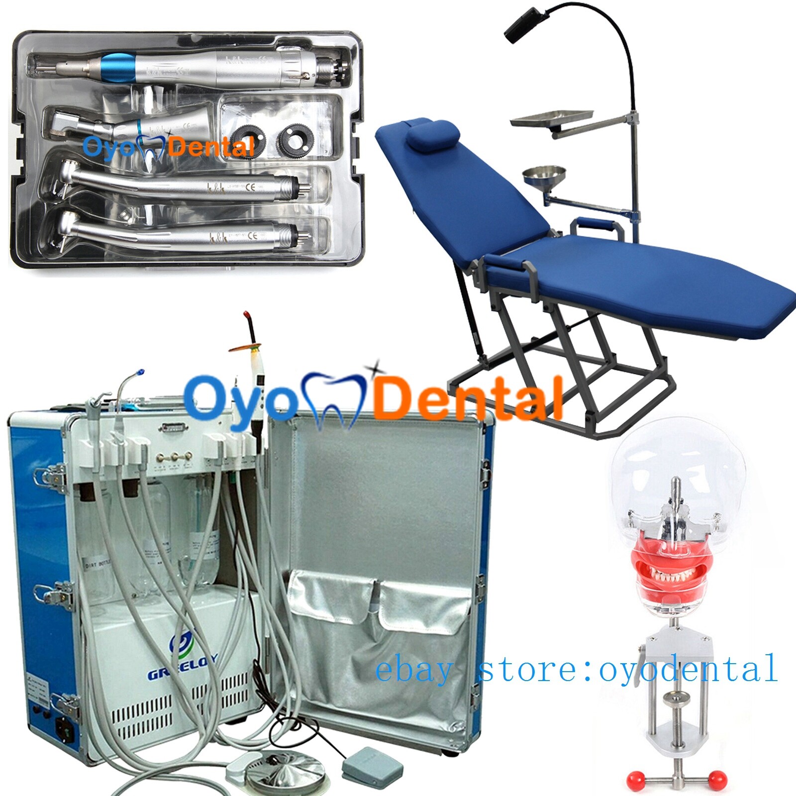 Portable Dental Unit +Dental Chair +Scaler +Handpiece Kit +Manikin Head &Bottle