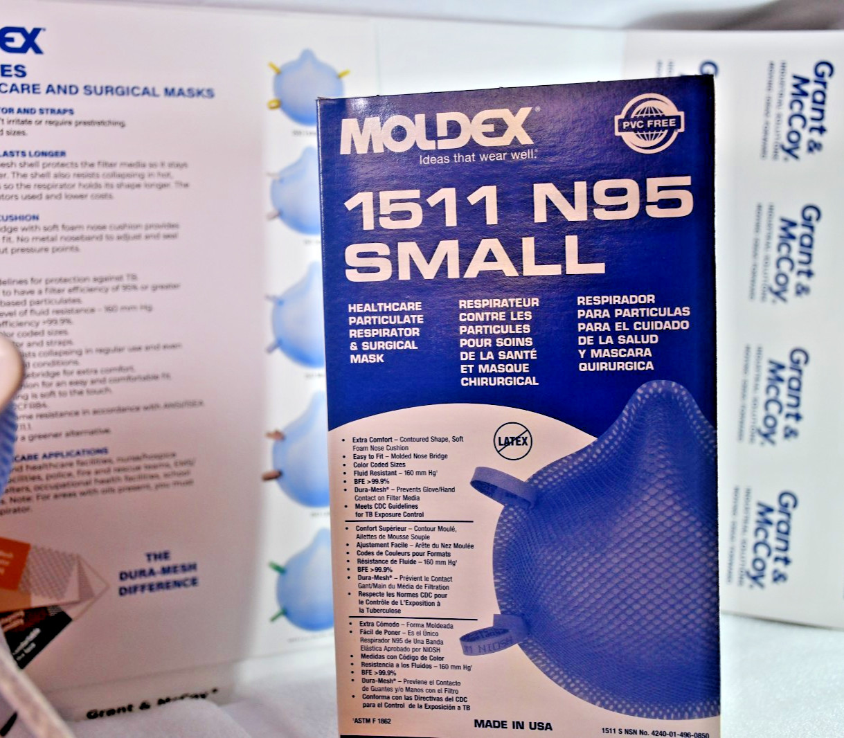 N95 Moldex 1500 Respirator Dust Flu Face Masks, NIOSH Approved, 20 Pack, Free Sh
