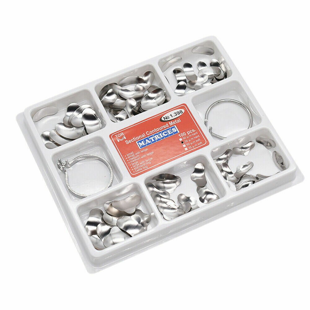 100pcs TOR VM Dental Matrix Bands Sectional Contoured Matrices Wedges
