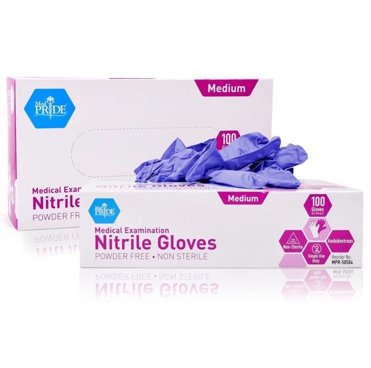 MedPride Powder-Free Nitrile Exam Gloves, Medium (Pack of 100)