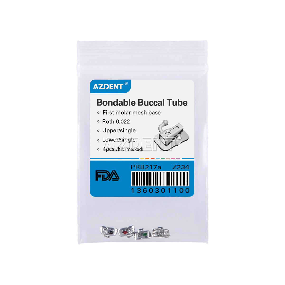 Dental Ortho Bondable Buccal Tubes 1st 2nd Molar Roth MBT 022 Non-Conv AZDENT