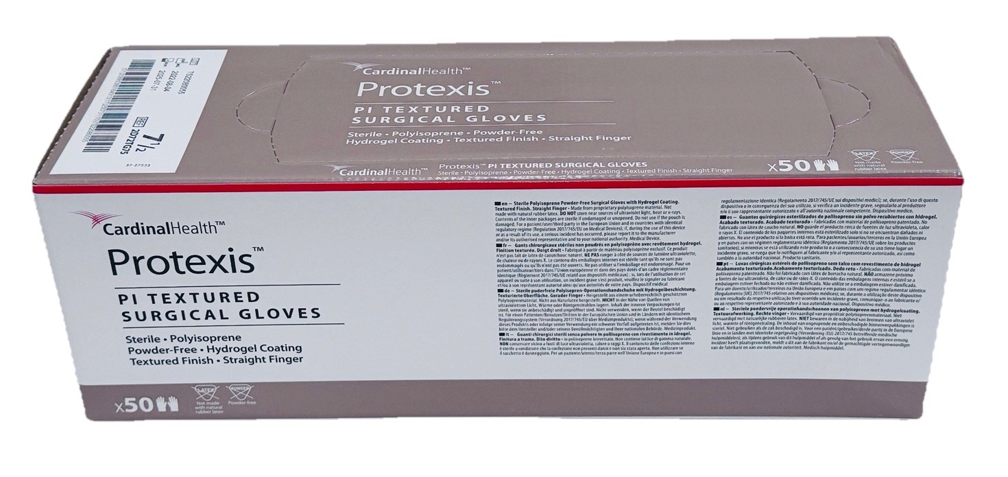 50 X Cardinal Health Protexis PI TEXTURED Sterile Surgical Gloves, Size 7-1/2