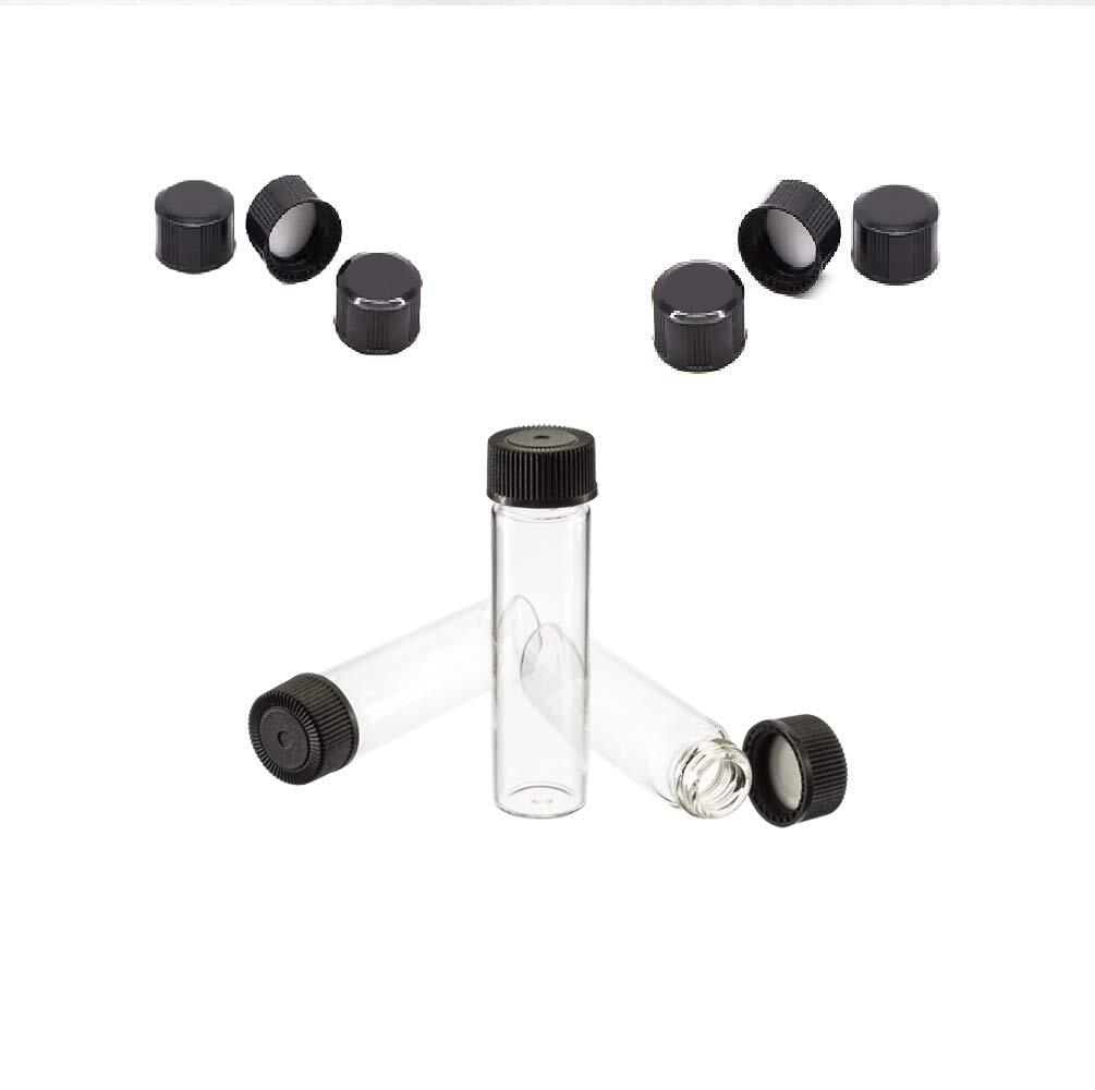 Pack of 100 Glass Vials with Black Phenolic Screw Caps (4ml, Clear)