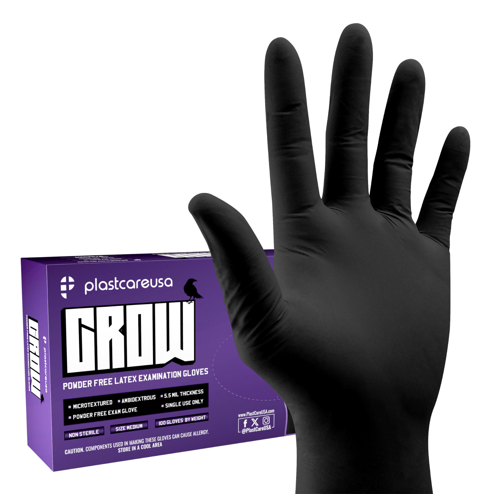 200 Black Latex Gloves – Large 5.5 mil Exam Disposable Powder Free Medical
