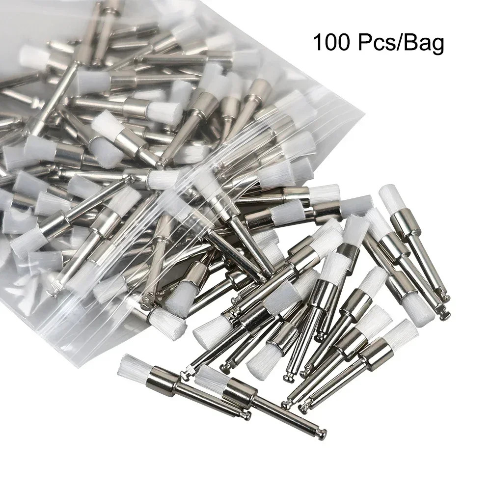 100 Pcs Dental Prophy Polishing Brush Nylon Bristle Flat/Tapered Prophylaxis RA