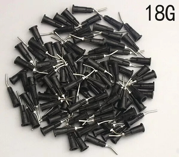 FLOW PRE BENT NEEDLE TIPS FOR ETCH DENTAL IRRIGATION SYRINGE TIP Black 18 GAUGE