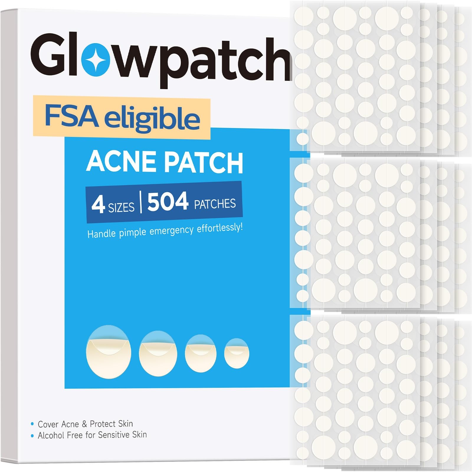 Glowpatch Pimple Patches for Face (504 Ct) FSA Eligible Acne Patch, Zit