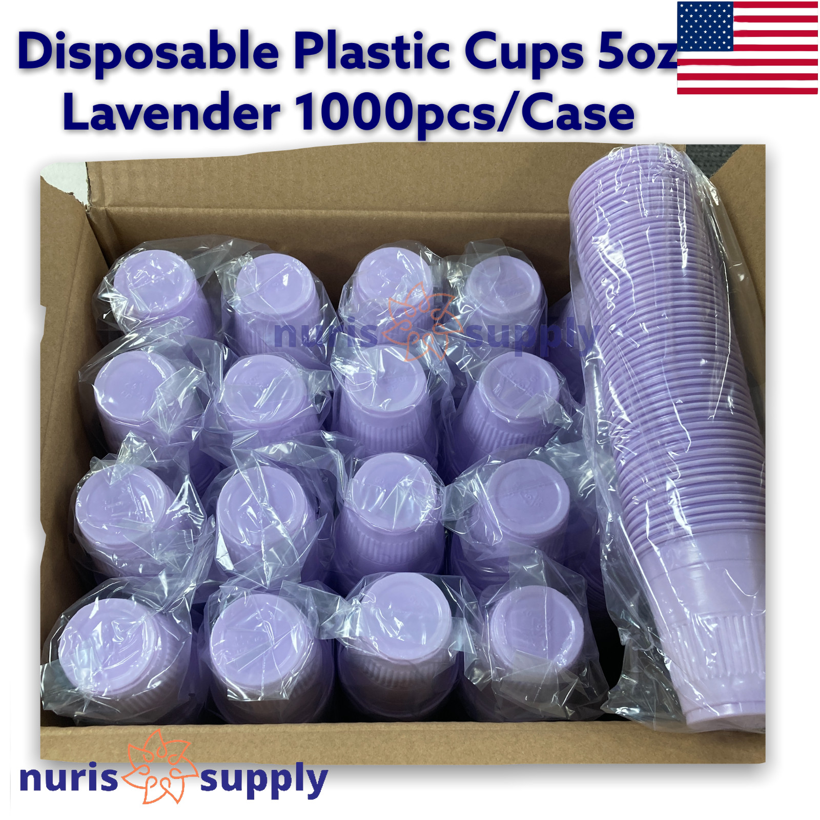 Disposable Plastic Drinking Cups 5oz Blue Black or Lavender 1000pcs/Case