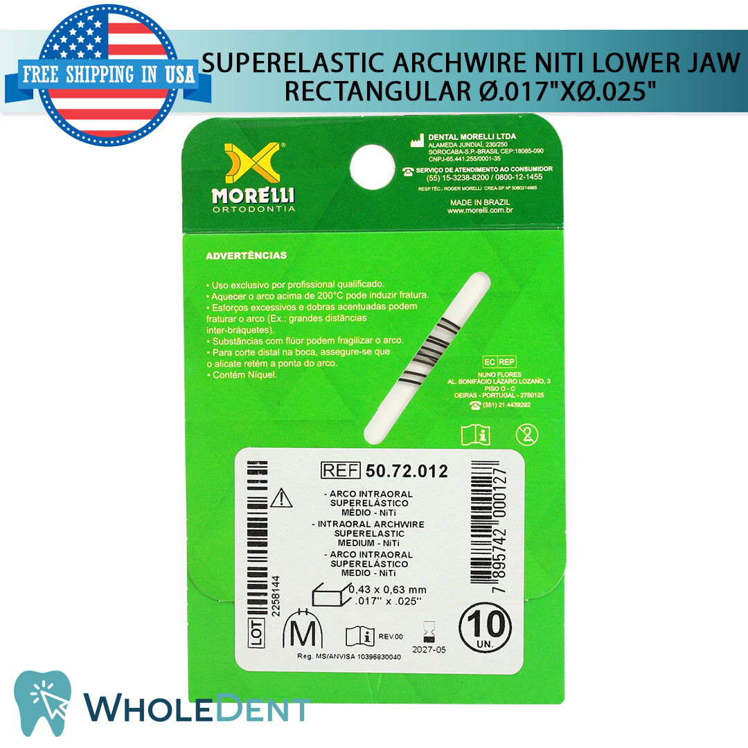 Orthodontic Dental NiTi Superelastic Intraoral Archwire Rectangular Wire Morelli