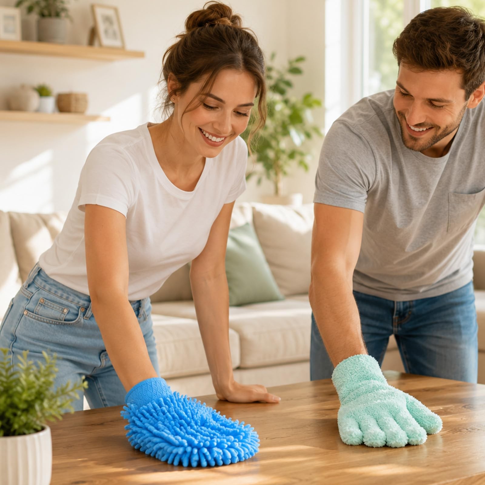 Skrfren 3 Pcs Microfiber Dusting Mitt Gloves for Plants Microfiber Gloves Was…