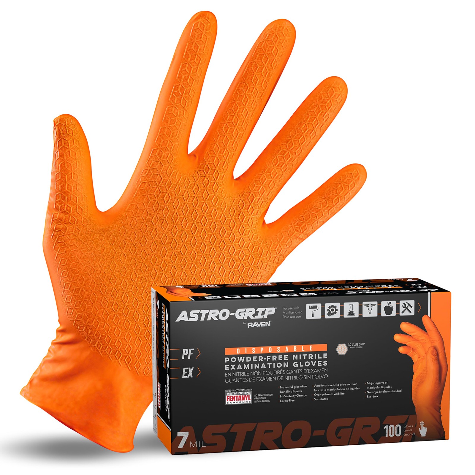 Astro-Grip Powder-Free Exam Grade Nitrile Disposable Gloves. Size X-Large, Or…