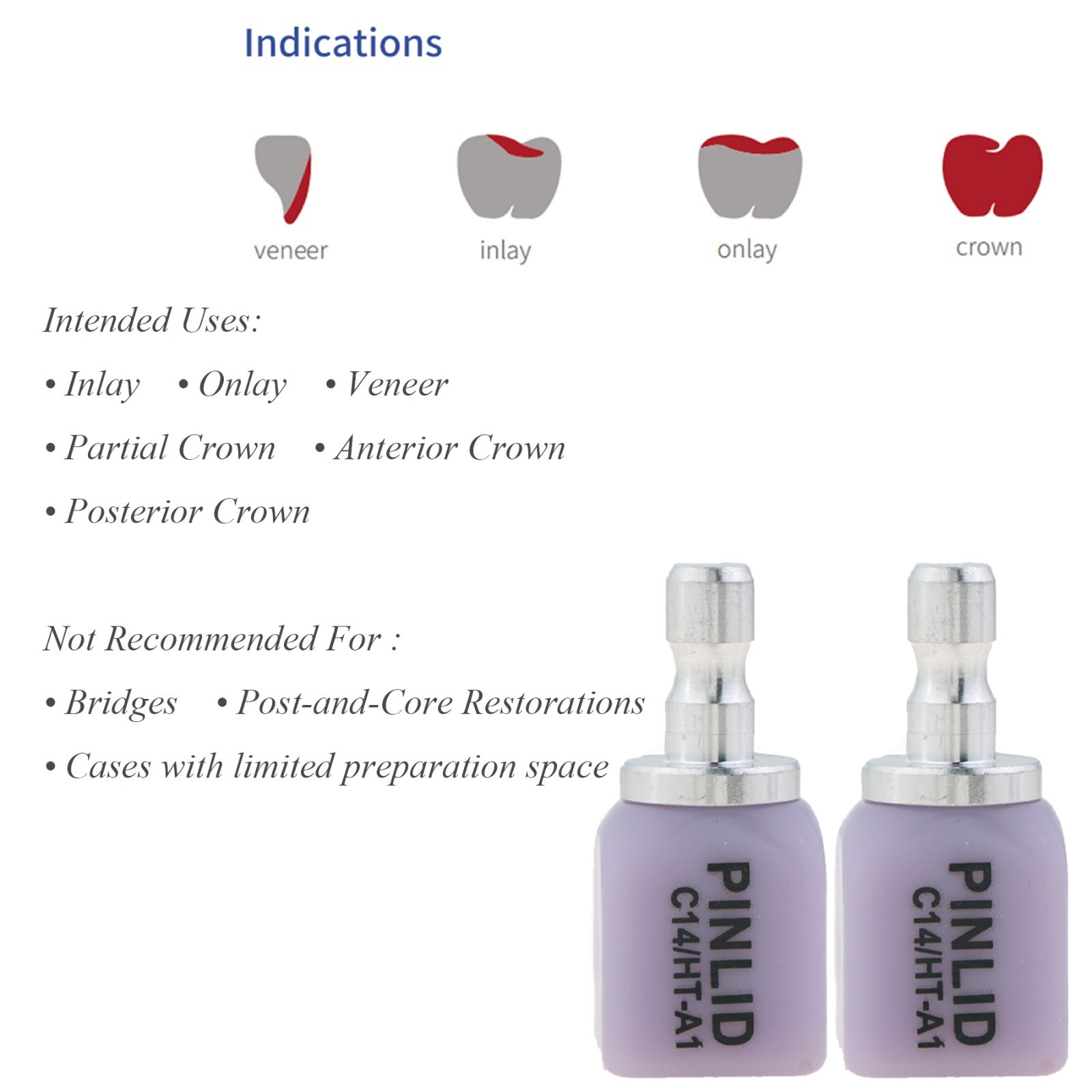 US C14 Dental Emax Lithium Disilicate (LS2) Blocks CAD/CAM CEREC Blocks HT 5Pcs