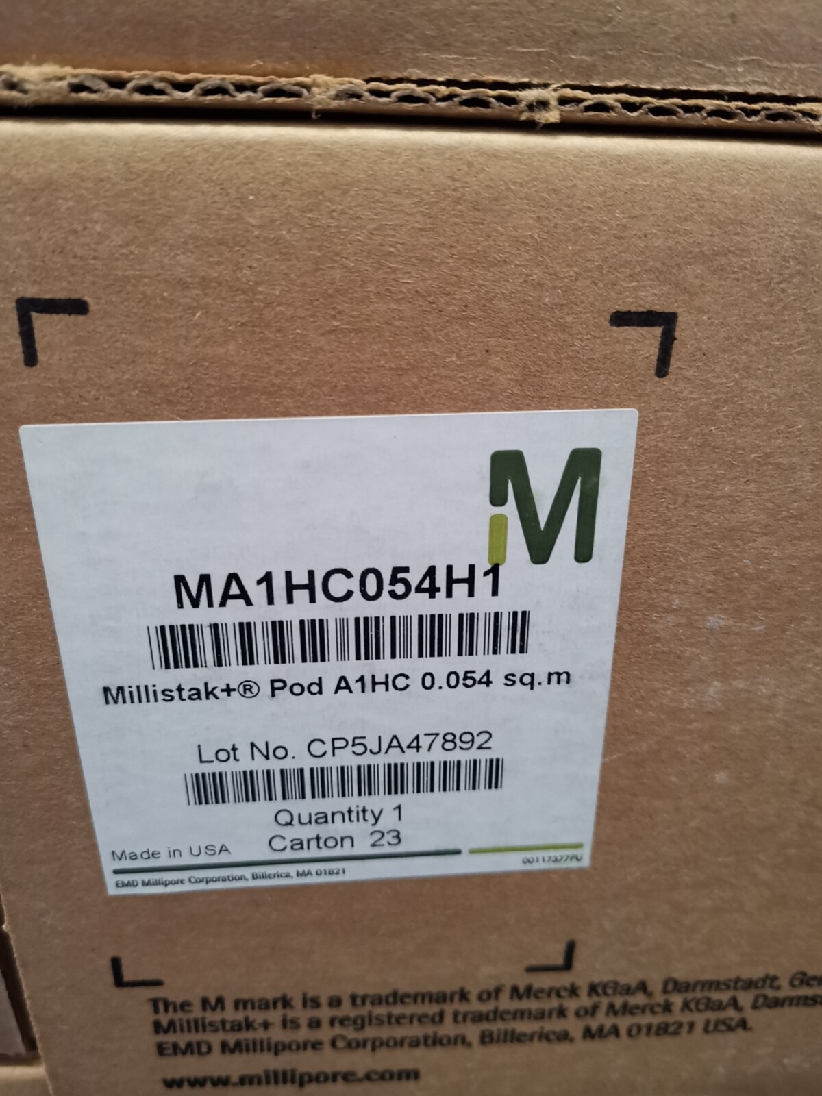 Millistak+ POD A1HC 0.054 sq. m-New in box