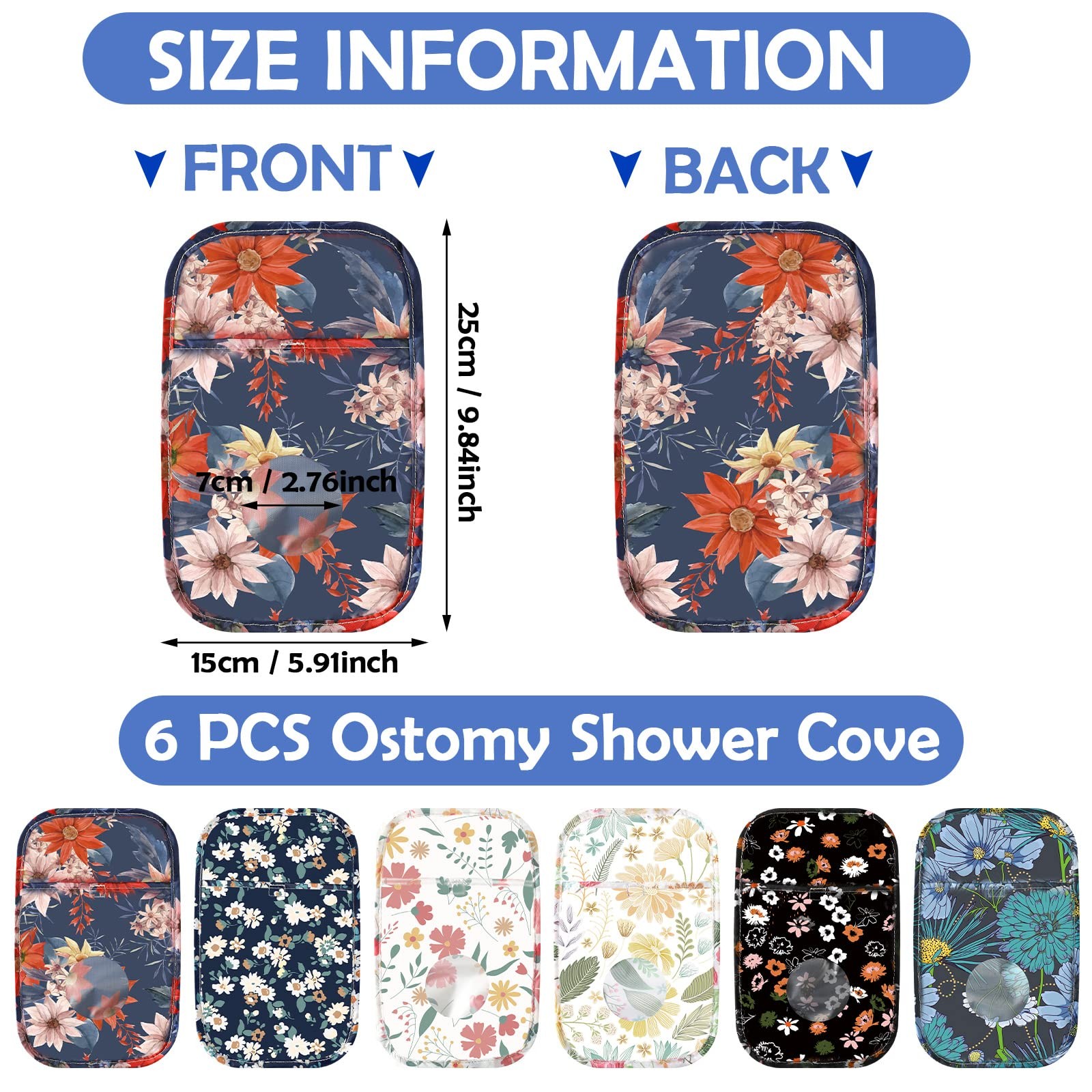 Sosation 6 Pieces Ostomy Bag Covers Waterproof approx. 25 x 15 cm, Multicolor