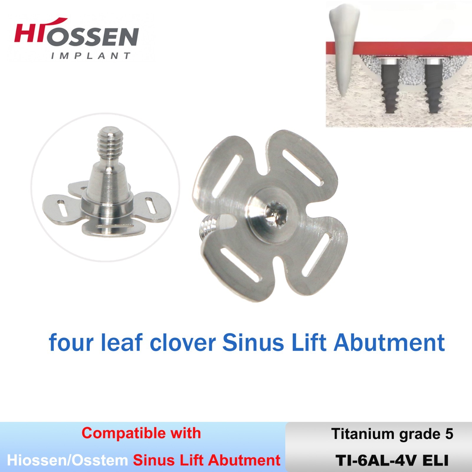 Hiossen 4-Leaf Sinus Lift Abutment Ø9.0mm Tent Nail for Bone Grafting Fit Osstem