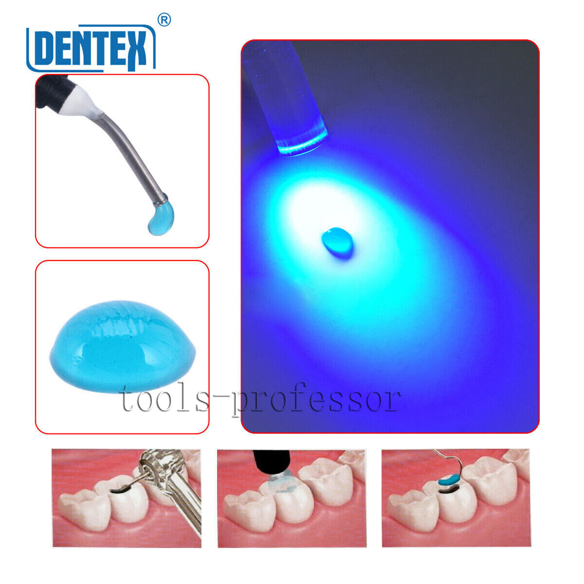 DENTEX Dental Temporary Flowable Light Cure Composite Resin Blue/Transparent