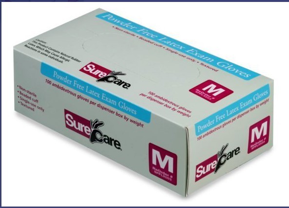 Large SureCare® Powder-Free Latex Exam Gloves, Medical Grade, 6+ Mil