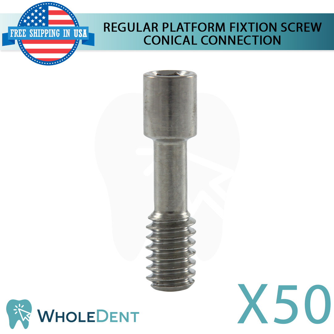 50x Dental Titanium Fixation Screw RP Conical 2.65mm Hex Regular Platform