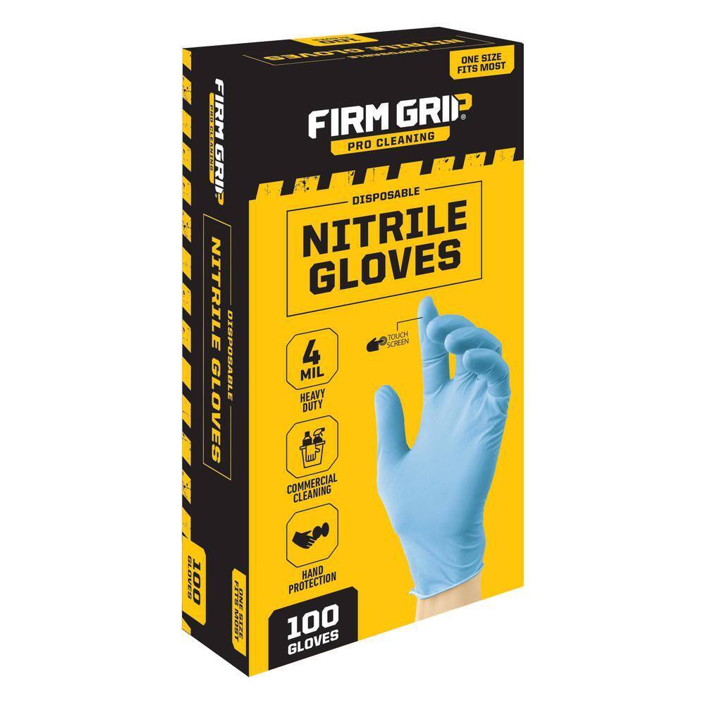 Firm Grip Pro Cleaning Disposable Heavy Duty Nitrile Gloves 100-Count One Size
