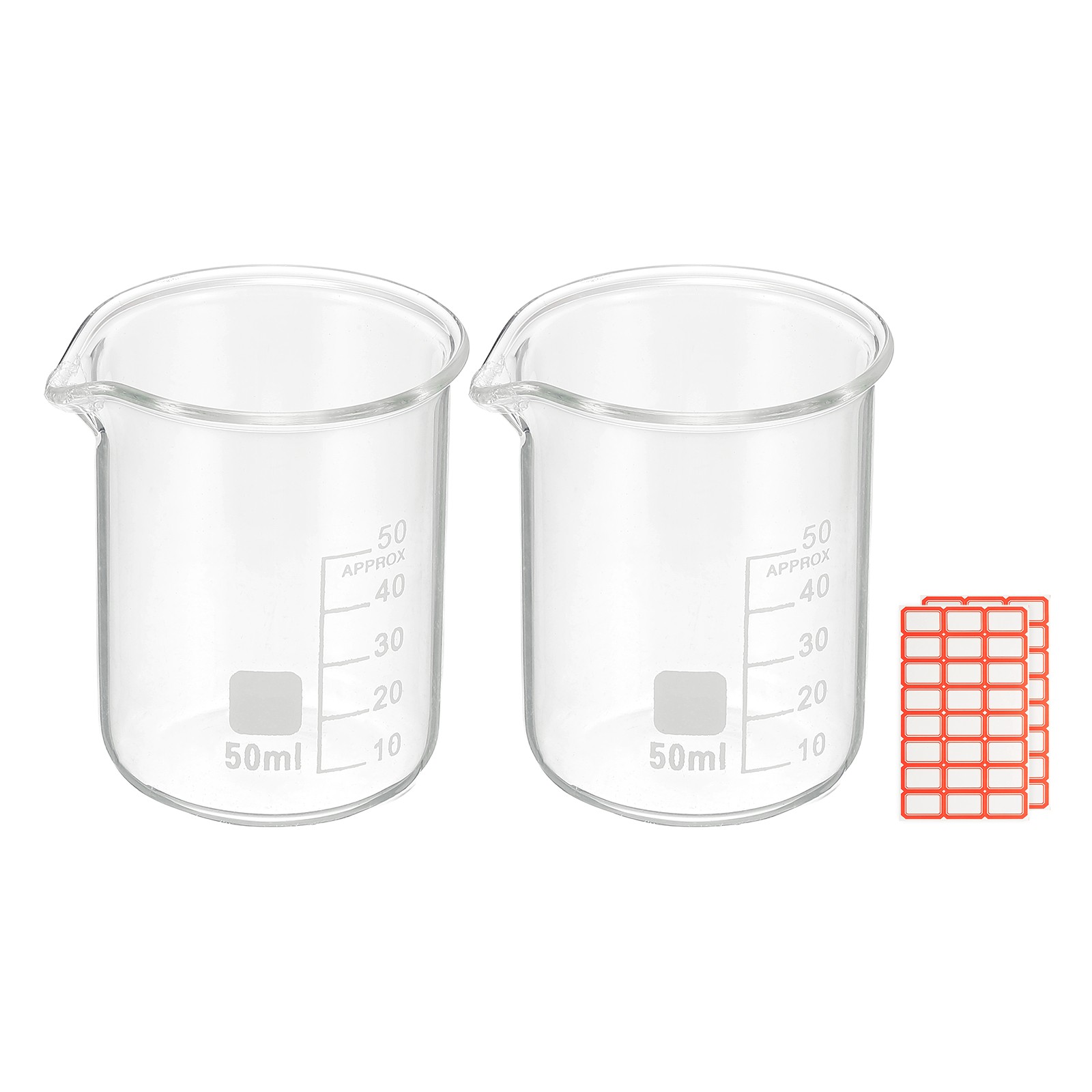 50ml Glass Beaker, 2 Pack Measuring Glass Beaker Graduated Borosilicate Cups
