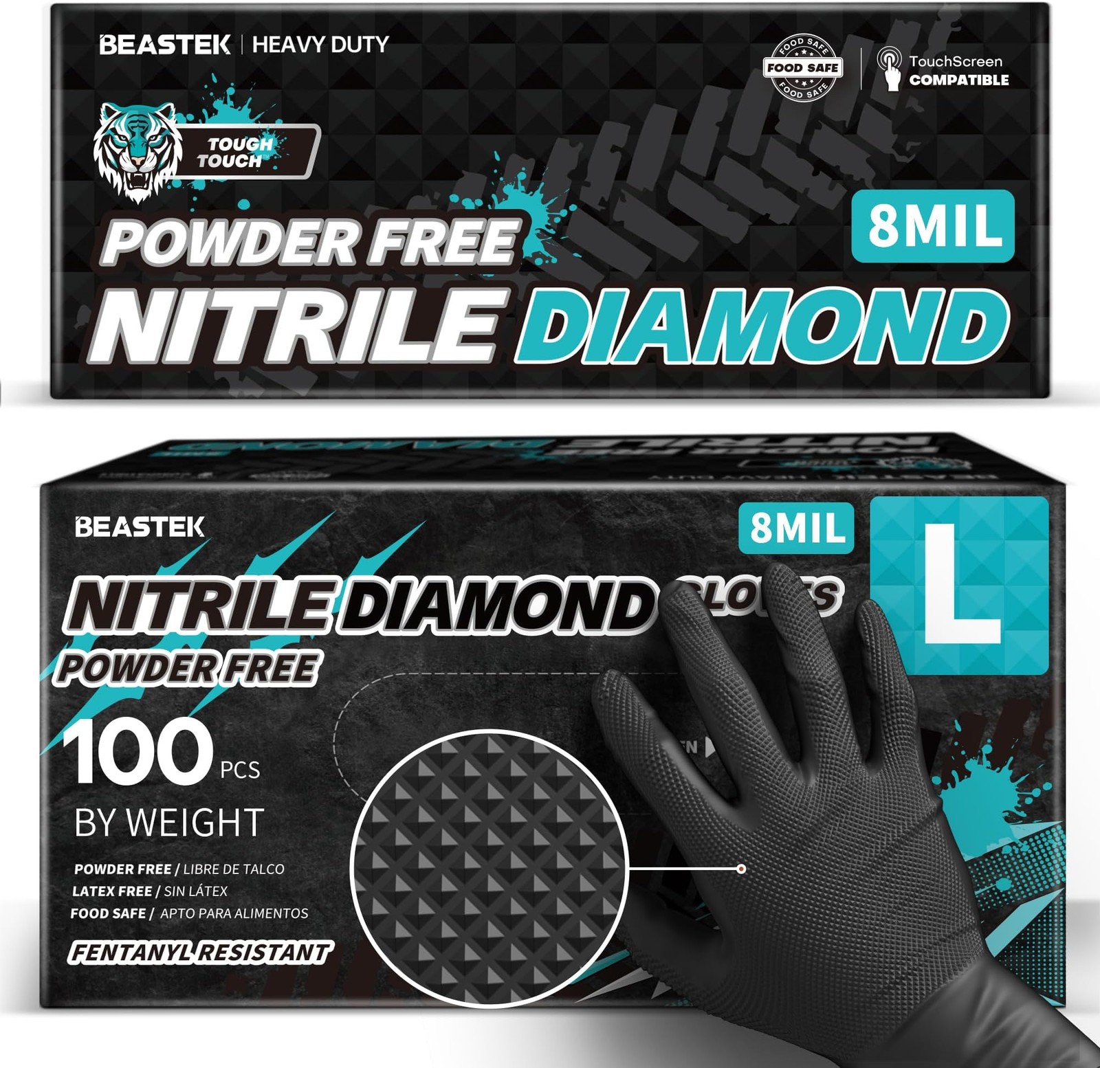 Beastek Nitrile Disposable Gloves, 8Mil Latex & Powder Free Chemical Resistan…