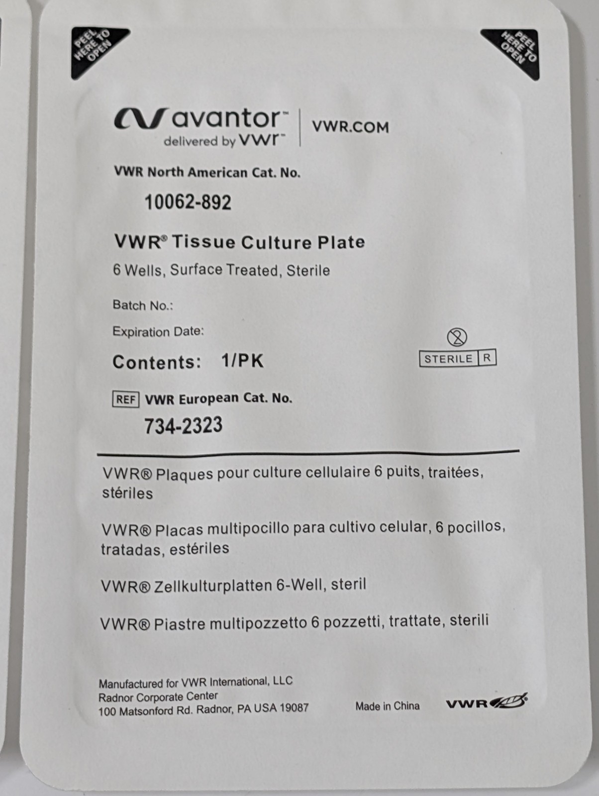 (50 pk) VWR Avantor 10062-892 Culture Plate 6-Well Sterile Ex 07.2026