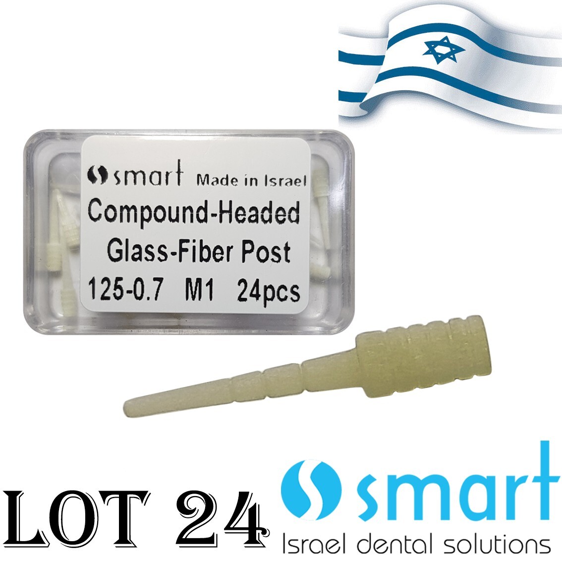LOTx24 Dental Fiber Post with Enlarged Head m1 endo 125×0.7 Smart