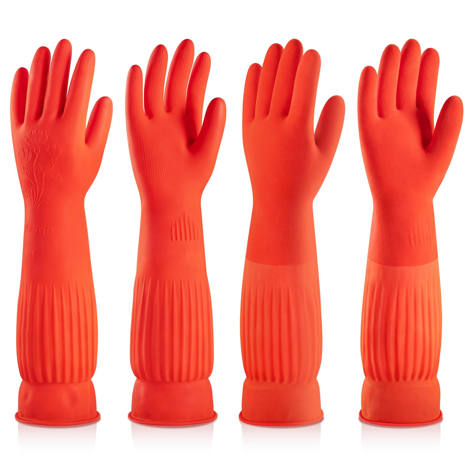ThxToms Rubber Dishwashing Gloves, 2~Pair, Fleece~Lined, Waterproof, Large