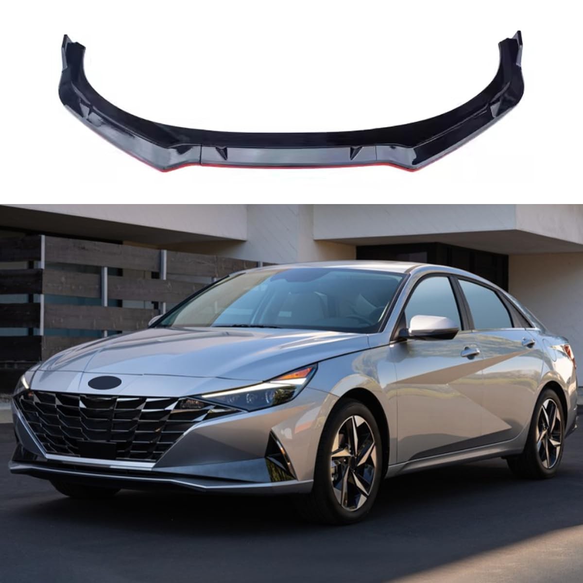 Front Lip Spoiler Splitter Black Red ABS 3PCS For Hyundai Elantra 2024 2025