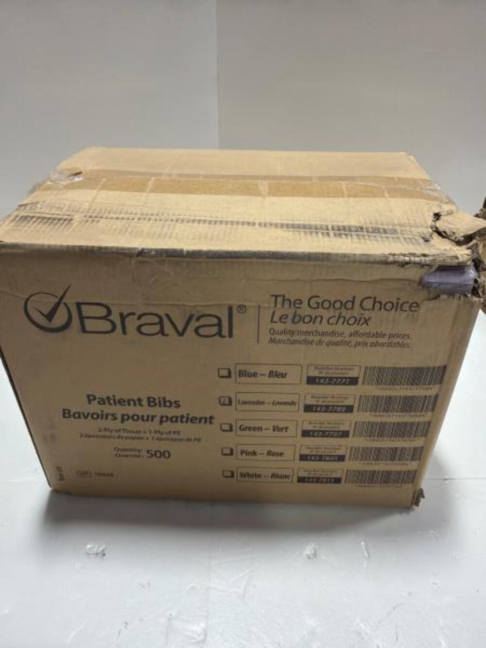 Braval Patient Bibs 500 Count Lavender