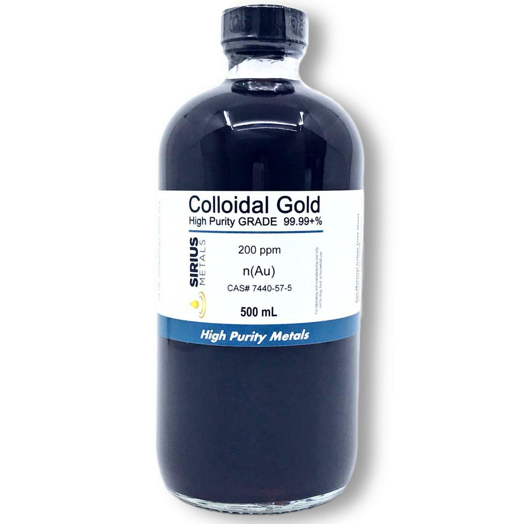 True Colloidal Gold – 200 ppm – 500 mL (16.9 Fl Oz) in Clear Glass Bottle