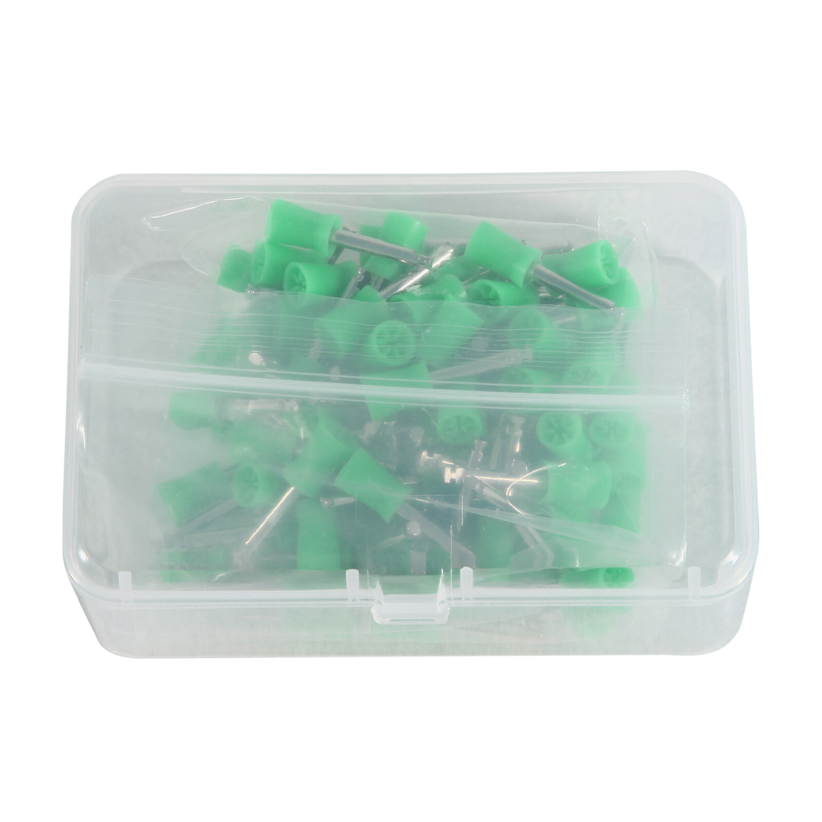 100 Pcs Dental Rubber Prophy Teeth Tooth Polishing Cups Brushes Latch TYPE Green