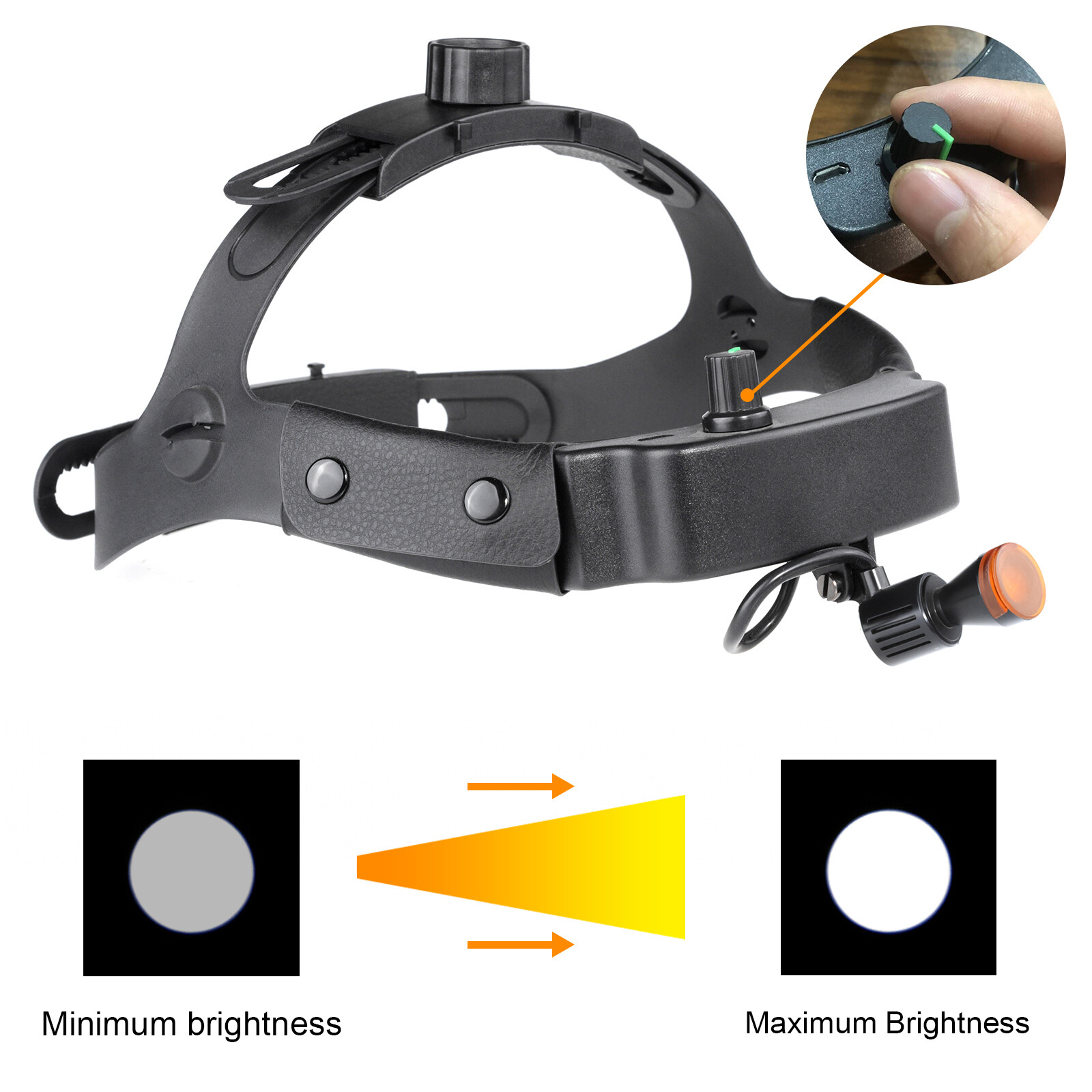 Integrated Dental Wireless 3W LED Headlight Spot Size Adjustable ENT Headlamp