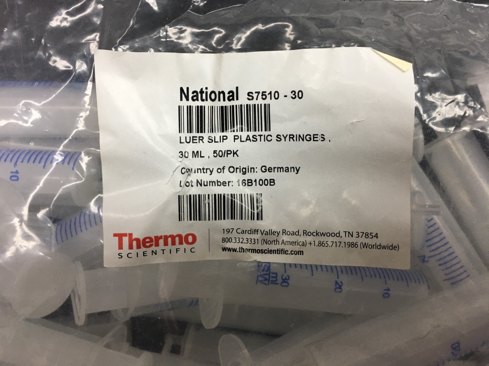 Thermo Scientific REF S7510-30 National Luer Slip Plastic Syringes Lot 28 PCS