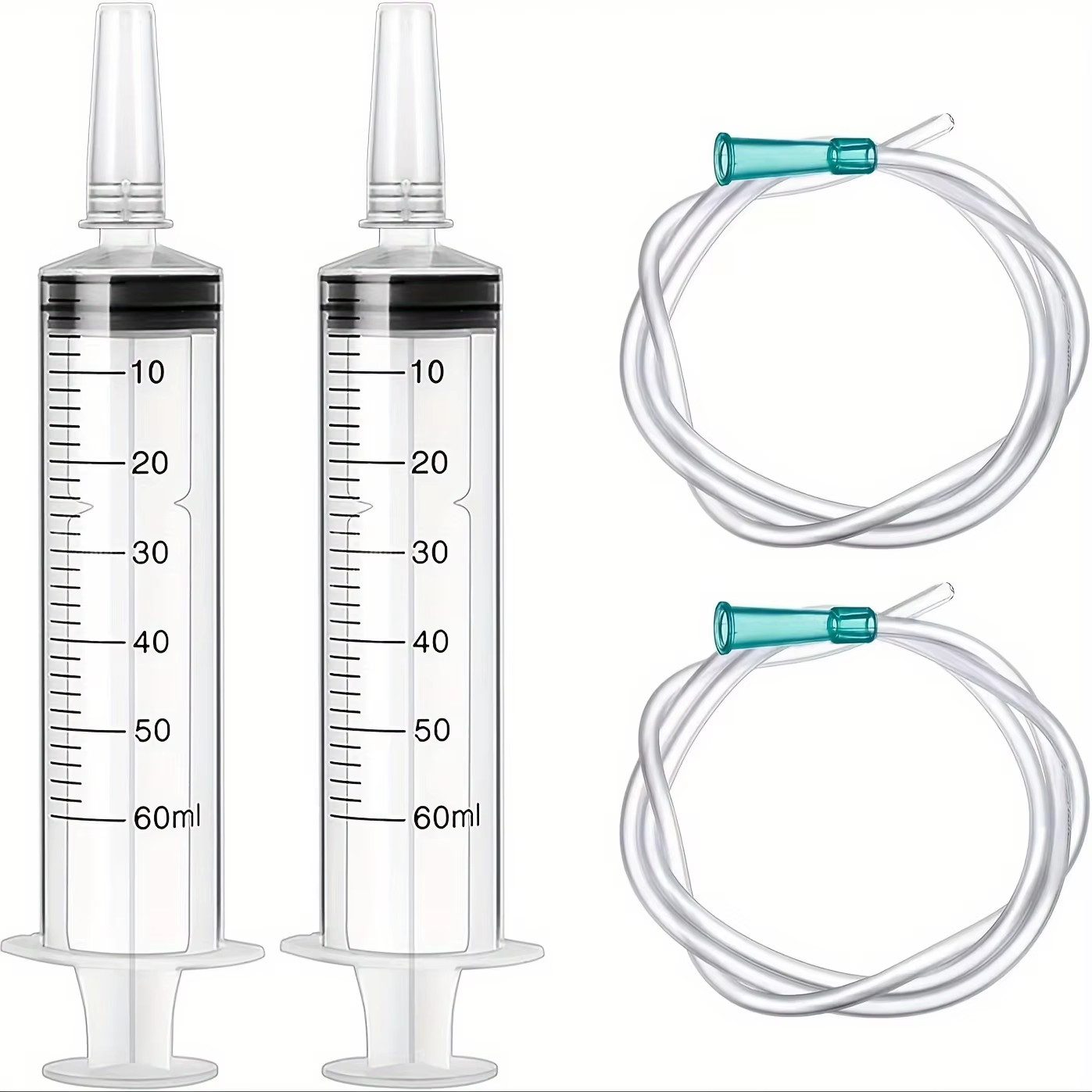 60Ml Plastic Syringe with Tube Measuring Barrel, Liquid Syringe with Cap for Liq